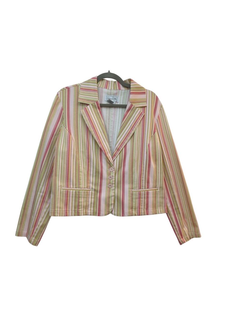 Y2K Vintage L.A.L Large Pastel Candy Striped Cropped Blazer Dopamine Dressing